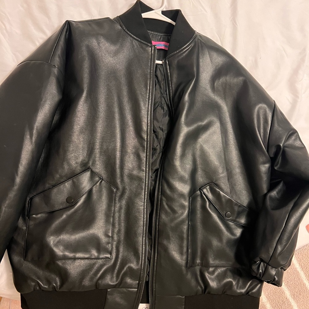 Edikted Black Faux Leather Jacket